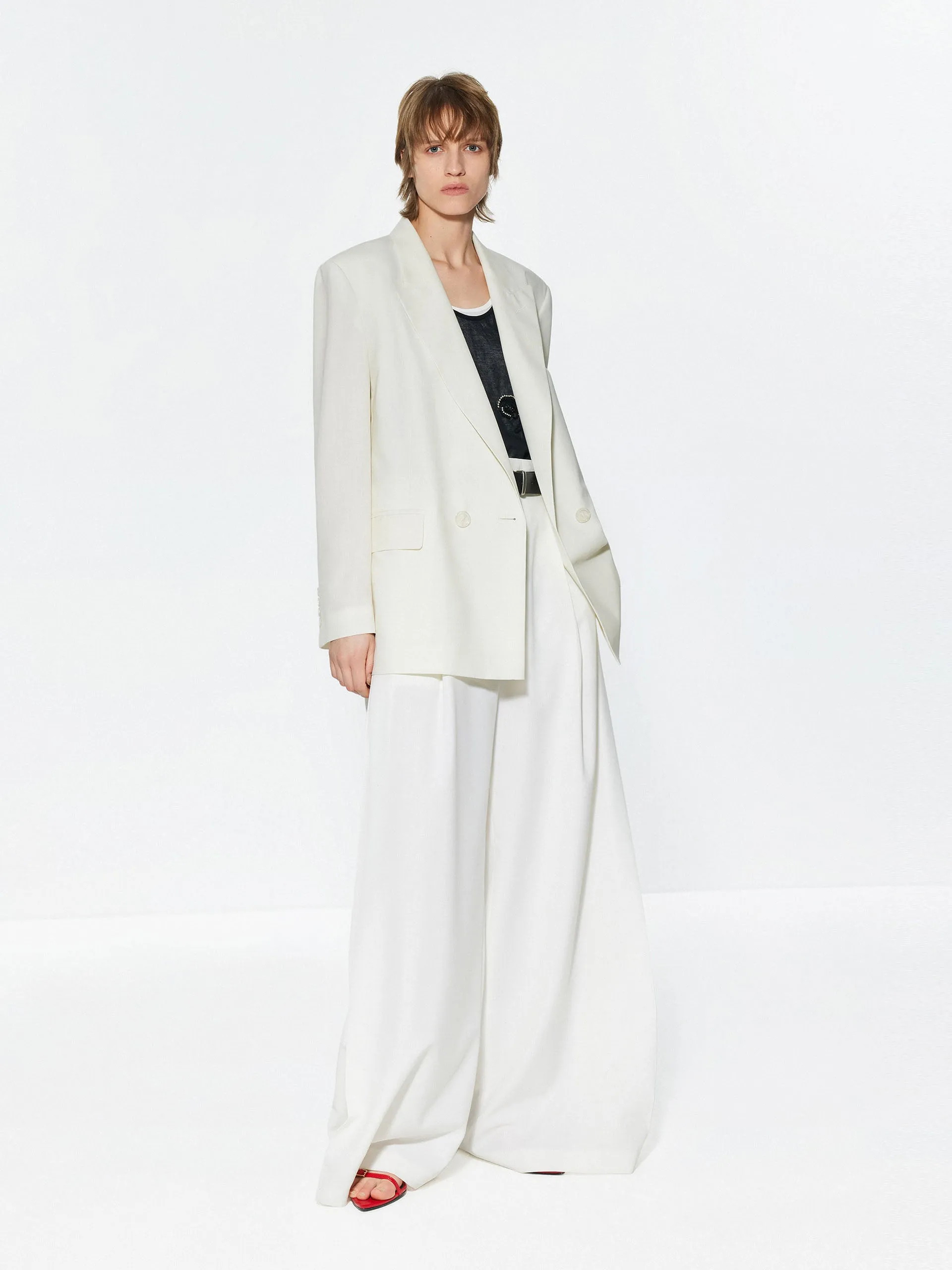 Wool Blend Wide Leg Pants