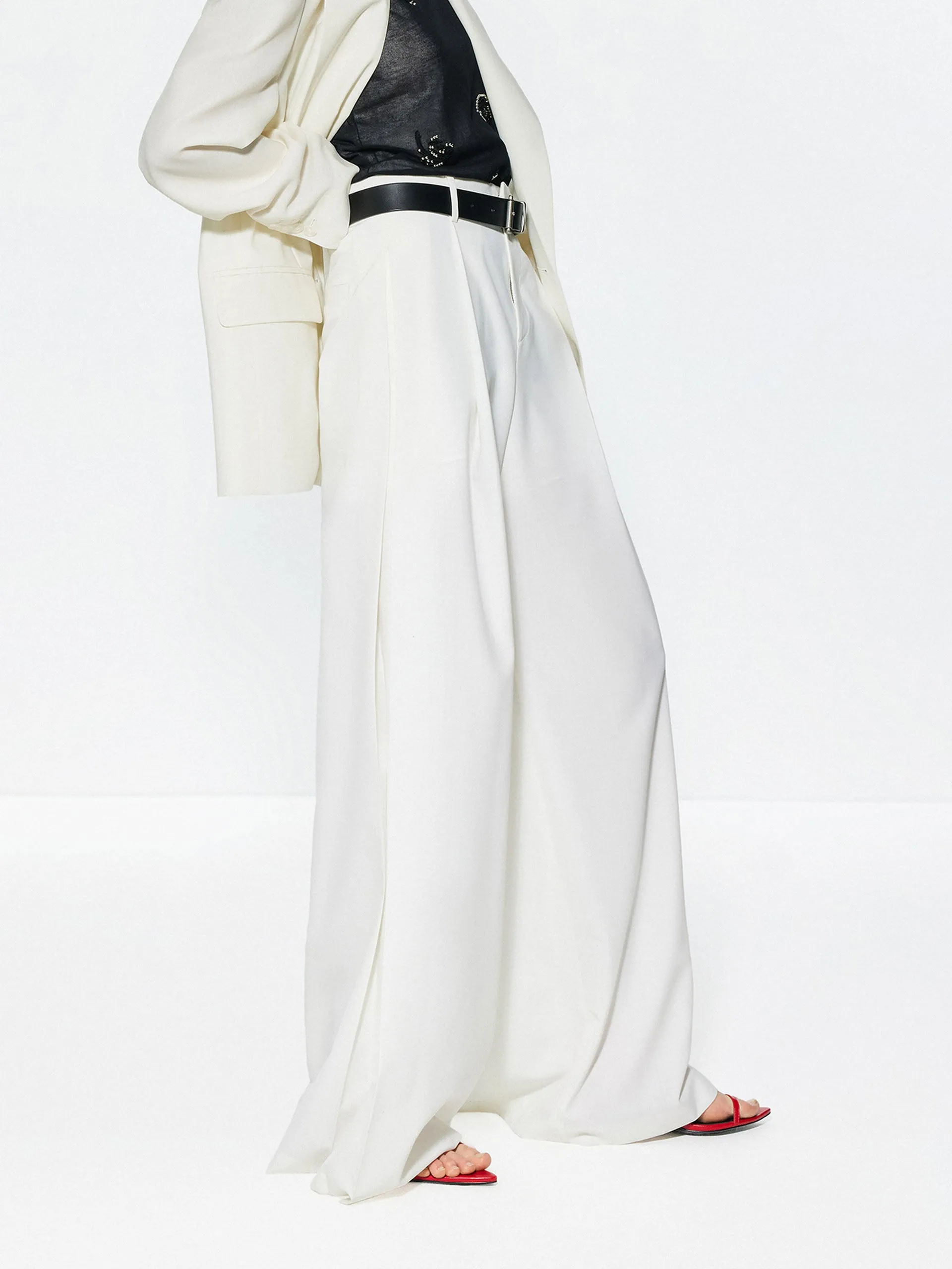 Wool Blend Wide Leg Pants