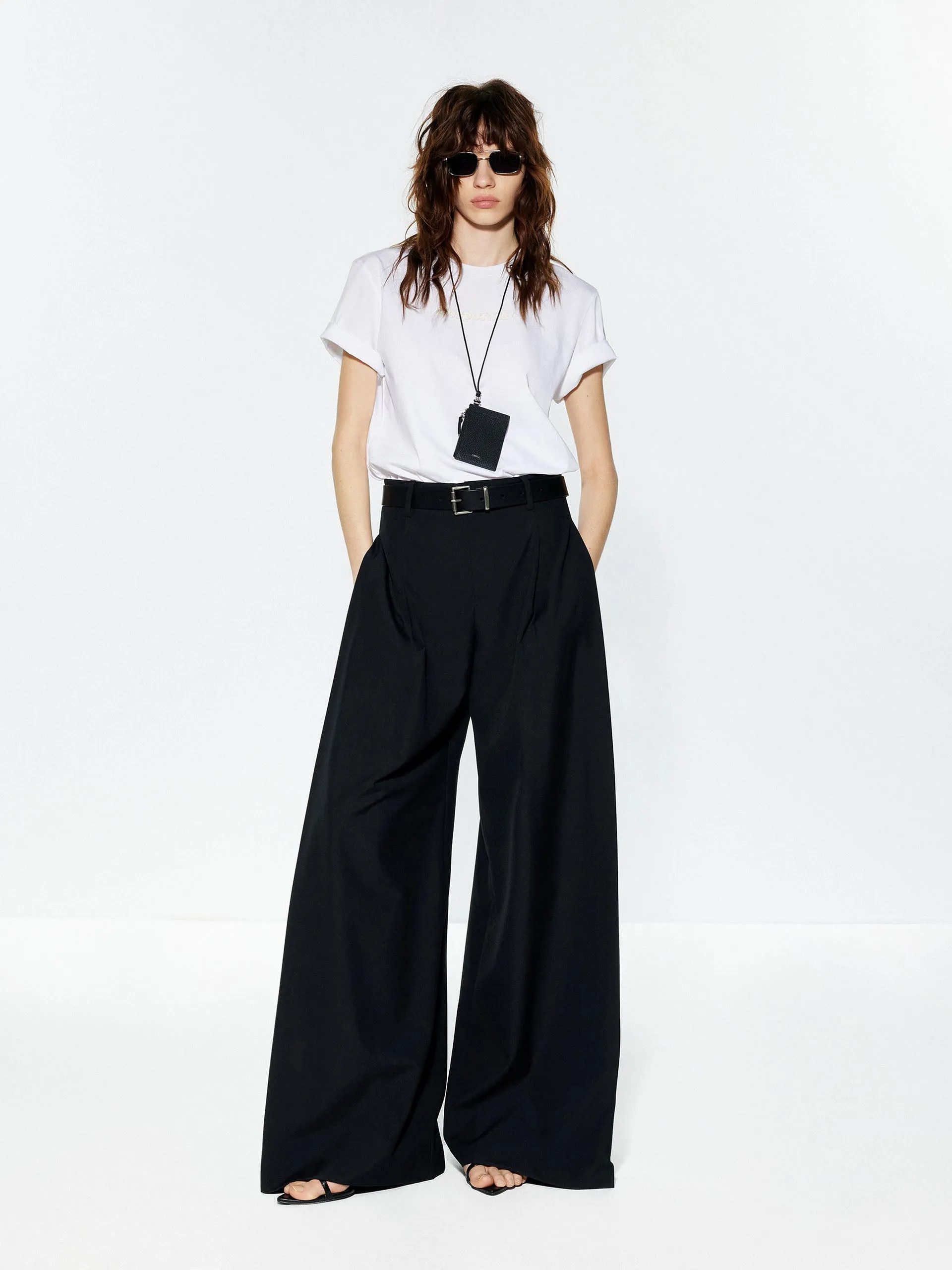 Wool Blend Wide Leg Pants