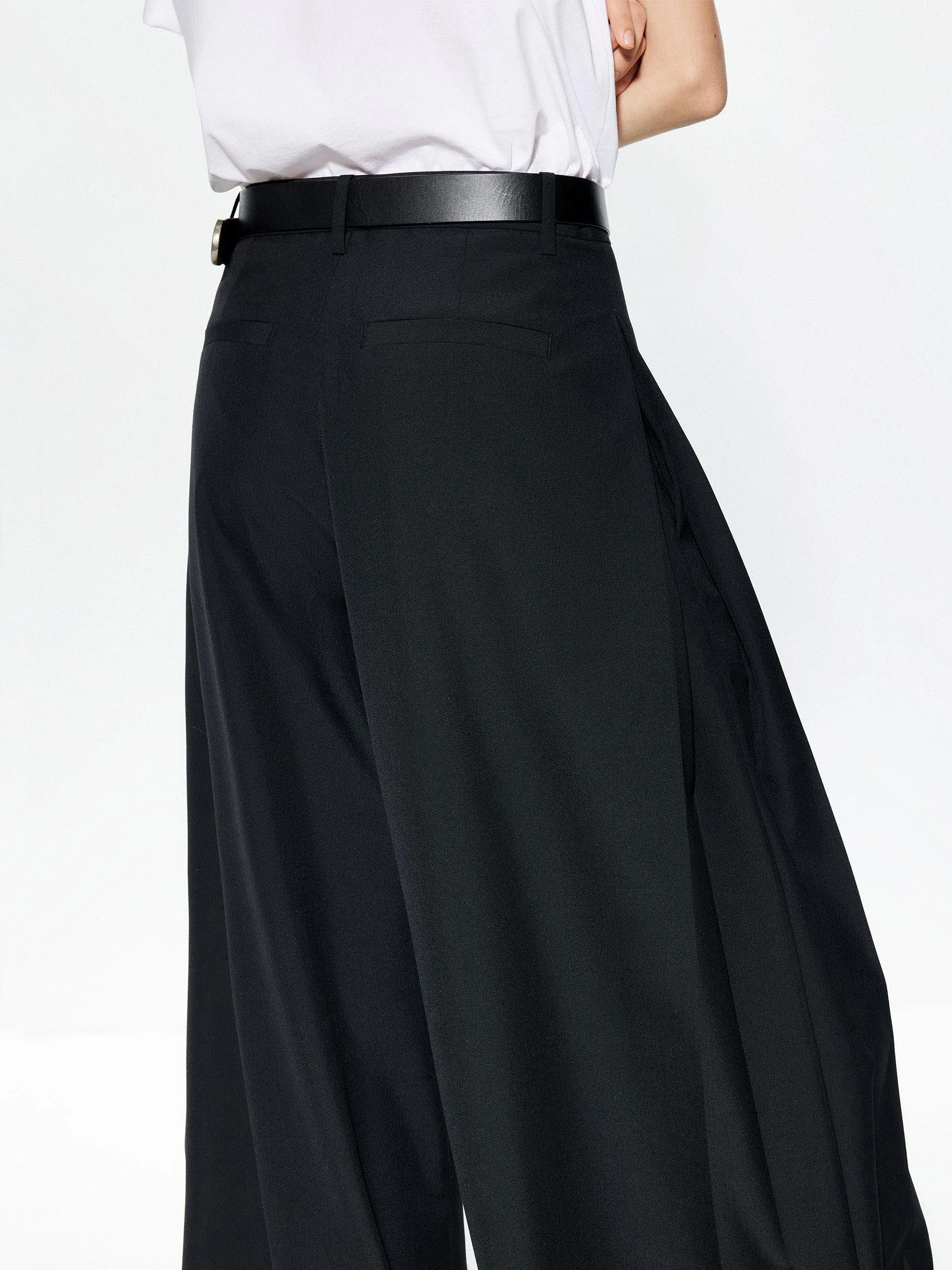 Wool Blend Wide Leg Pants