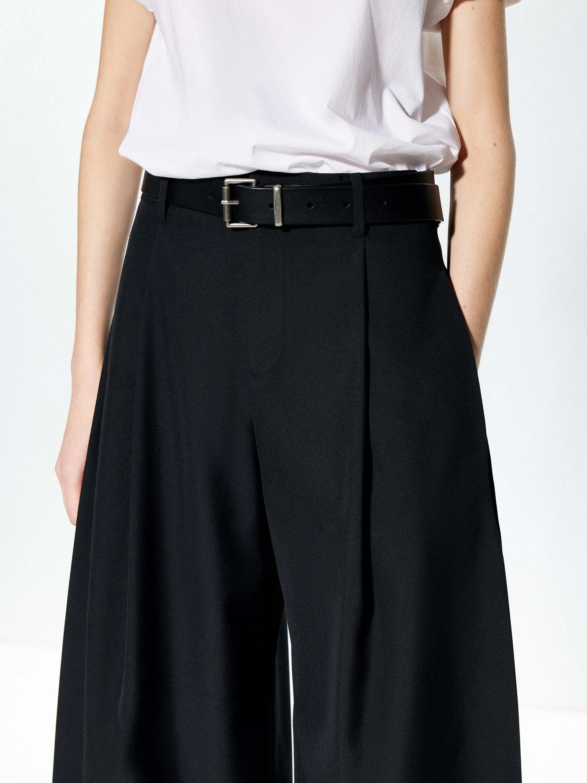 Wool Blend Wide Leg Pants