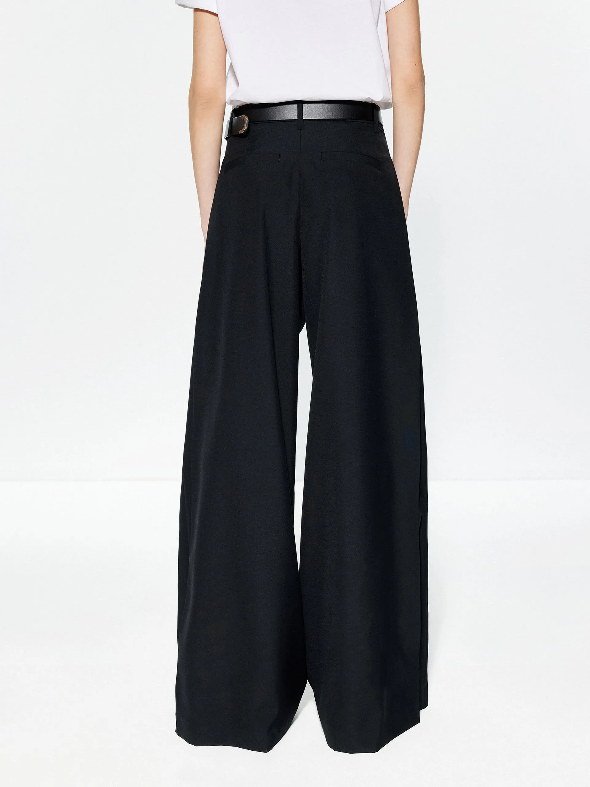 Wool Blend Wide Leg Pants