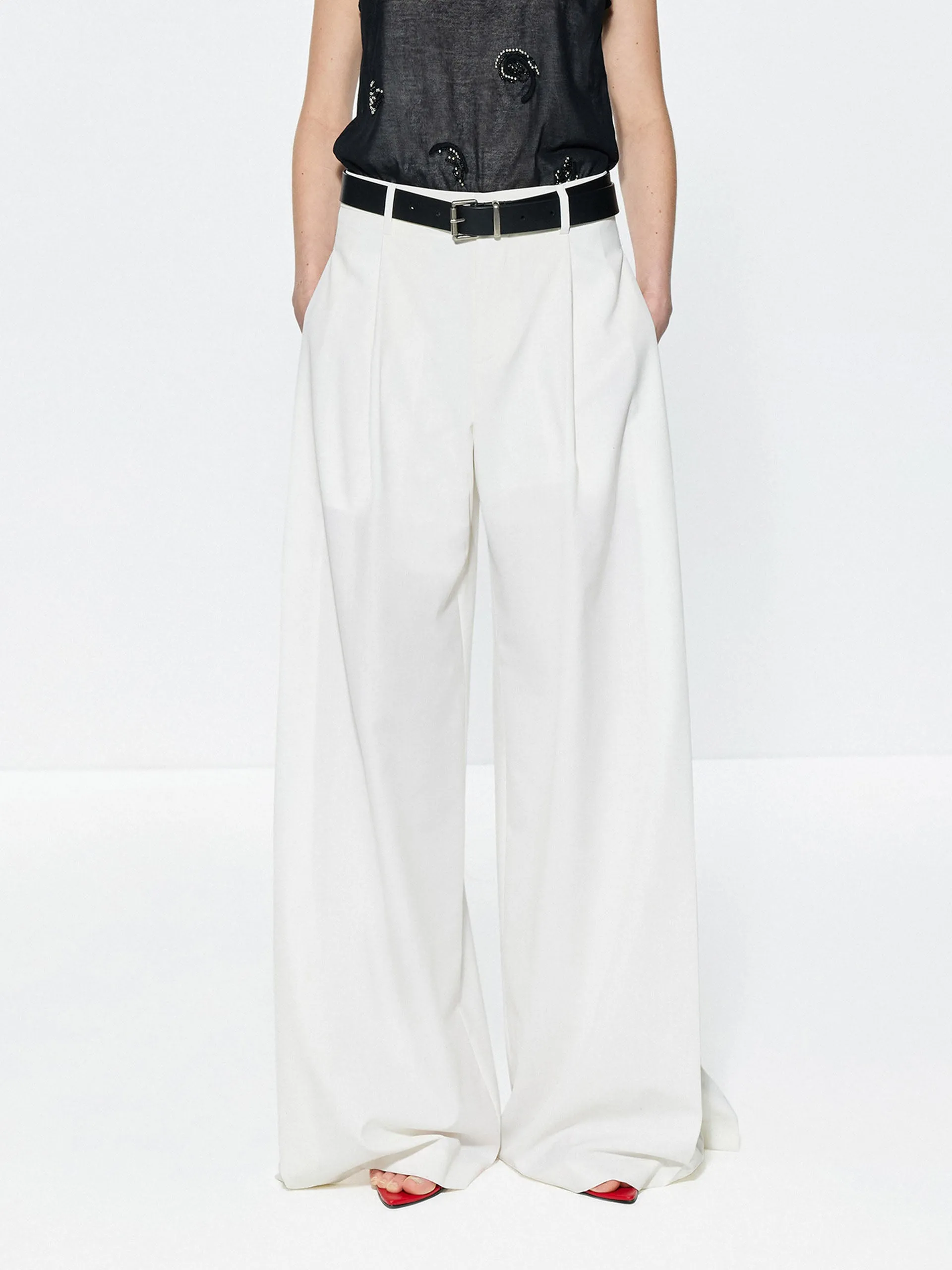 Wool Blend Wide Leg Pants