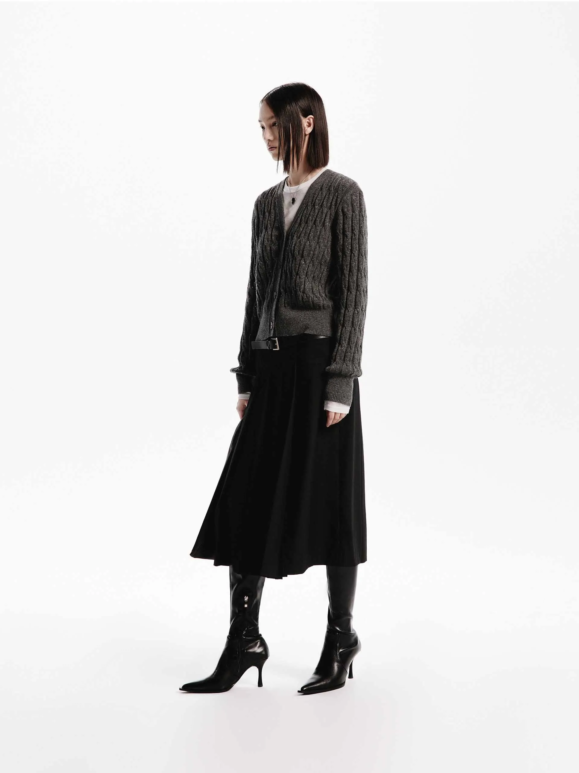 Wool Cable Knit Cardigan