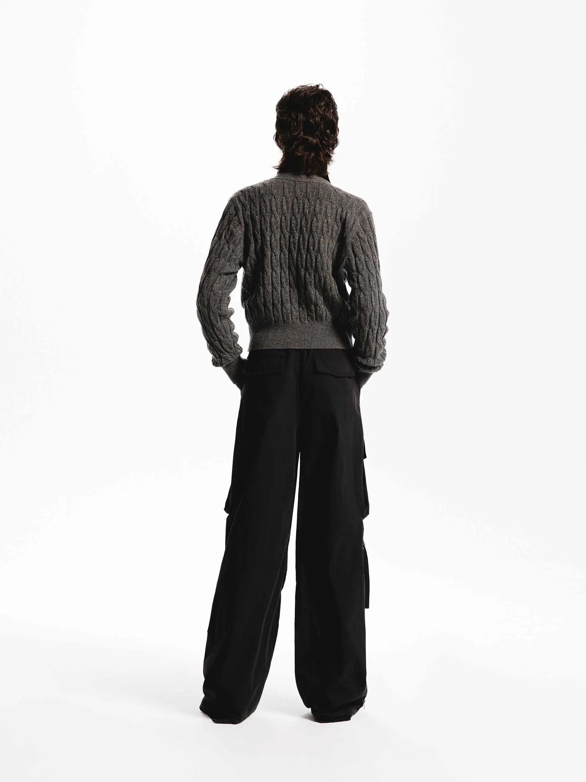 Wool Cable Knit Cardigan