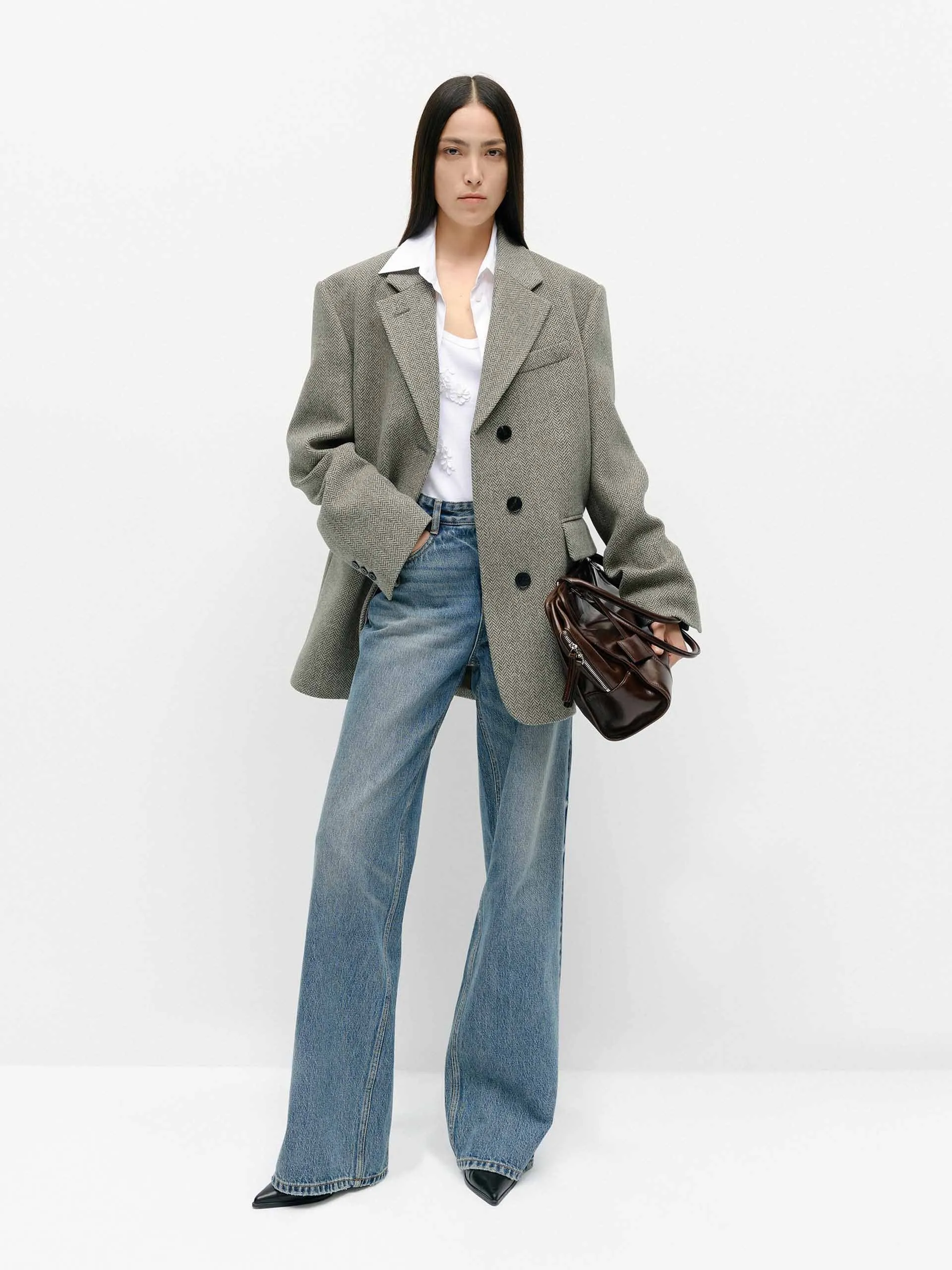 Wool Herringbone Blazer