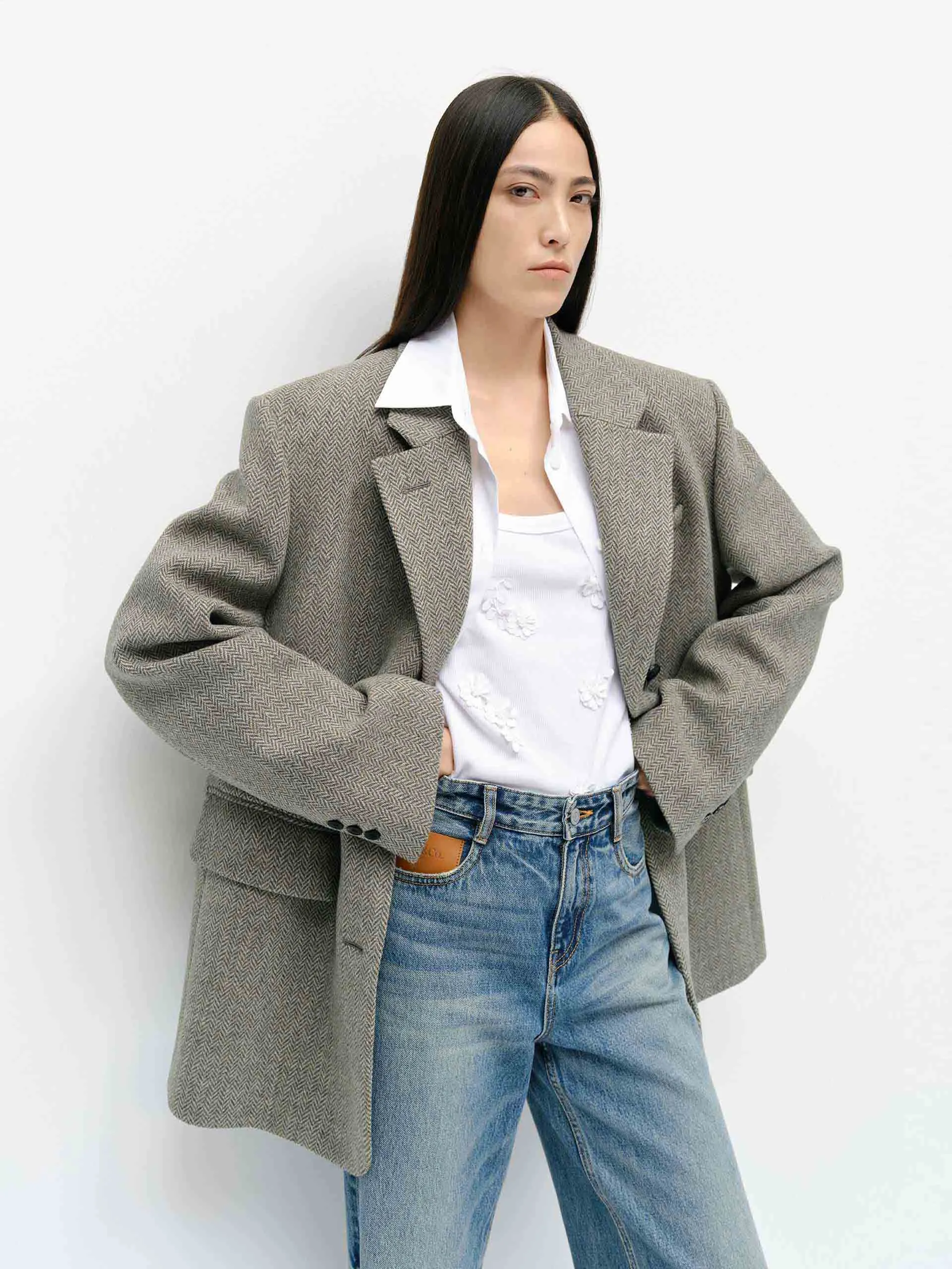 Wool Herringbone Blazer