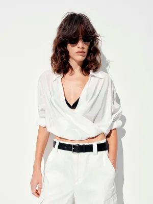 Wrap Detail Cropped Blouse