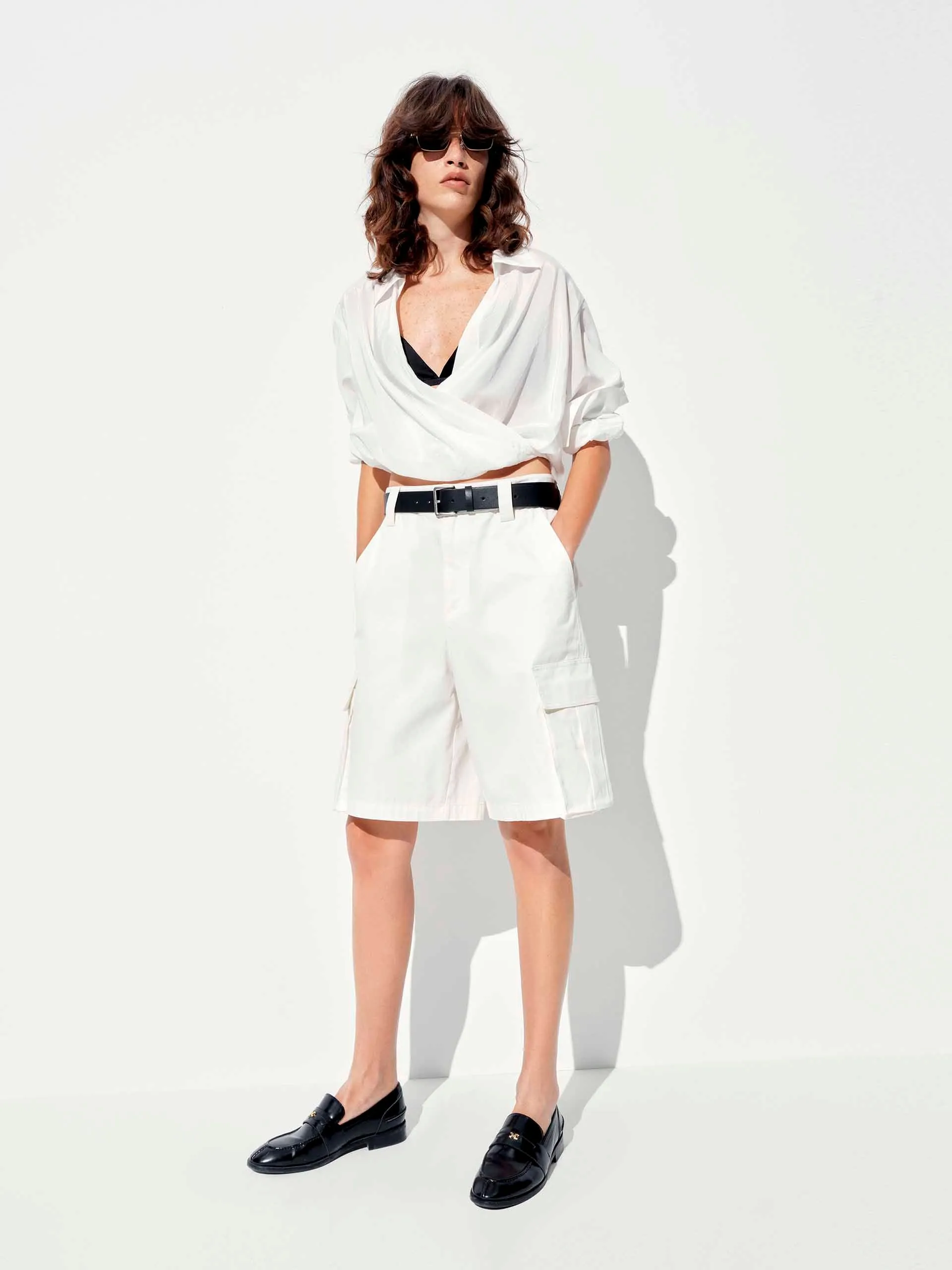 Wrap Detail Cropped Blouse