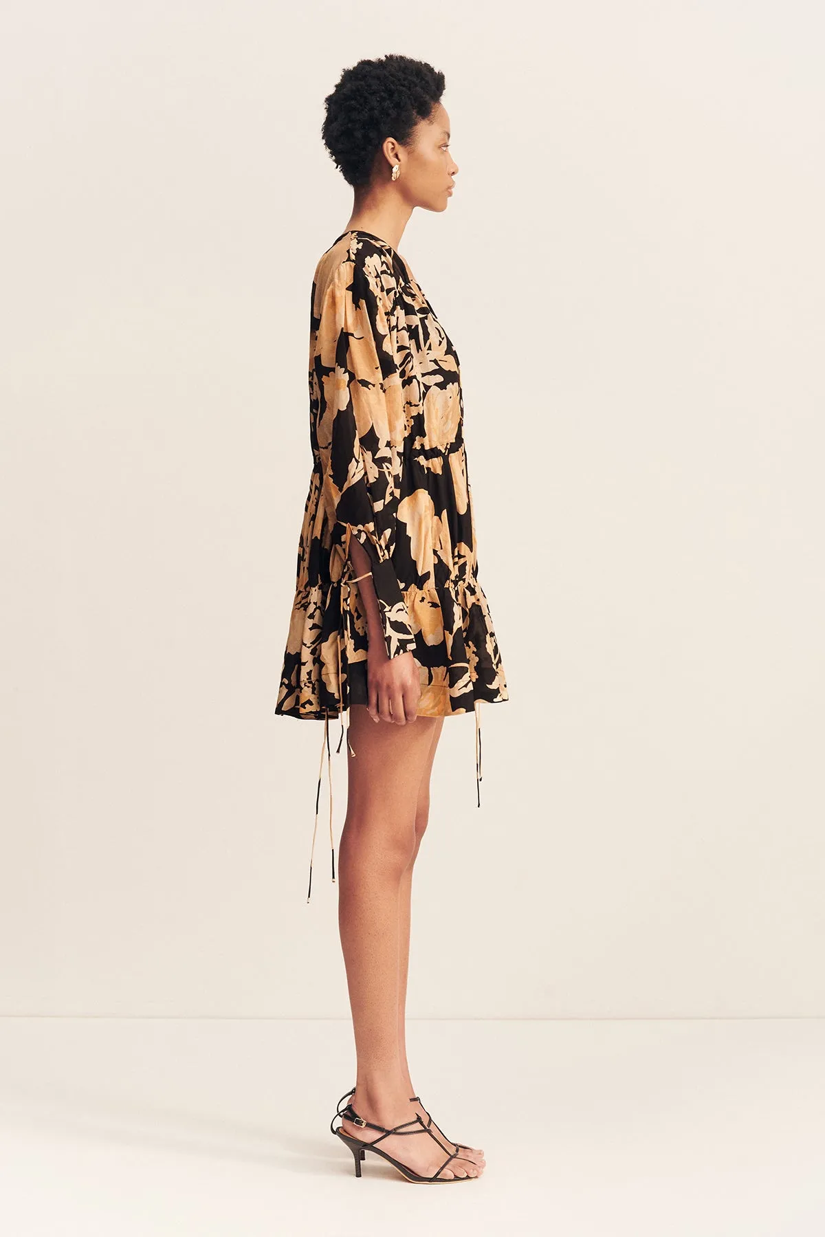 XENIA TIERED DRAWSTRING MINI DRESS