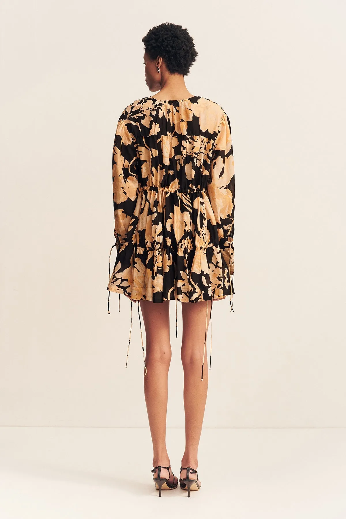 XENIA TIERED DRAWSTRING MINI DRESS