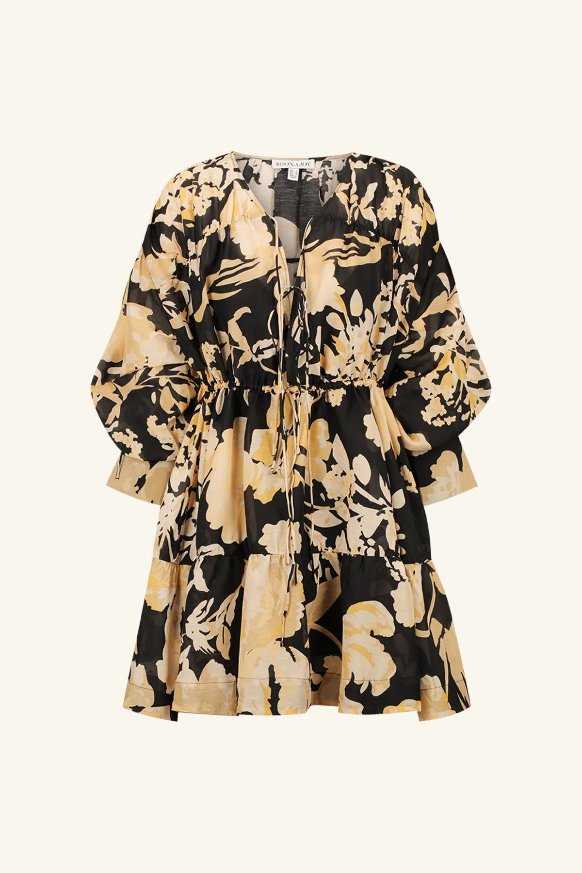 XENIA TIERED DRAWSTRING MINI DRESS
