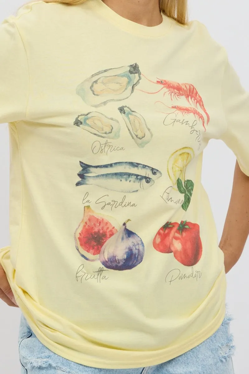 Yellow Graphic Tee Short Sleeve