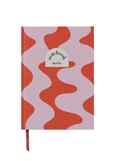 Yop & Tom Lined Notebook Hardback - Red Ripple