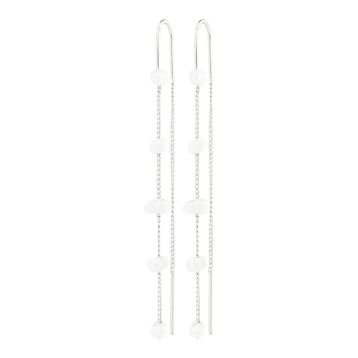 Zenaia Silver Plated Pearl Chain Earrings