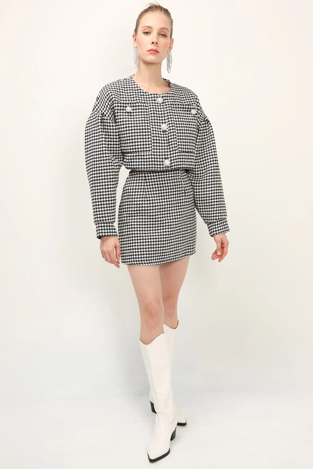 Zendaya Houndstooth Mini Skirt