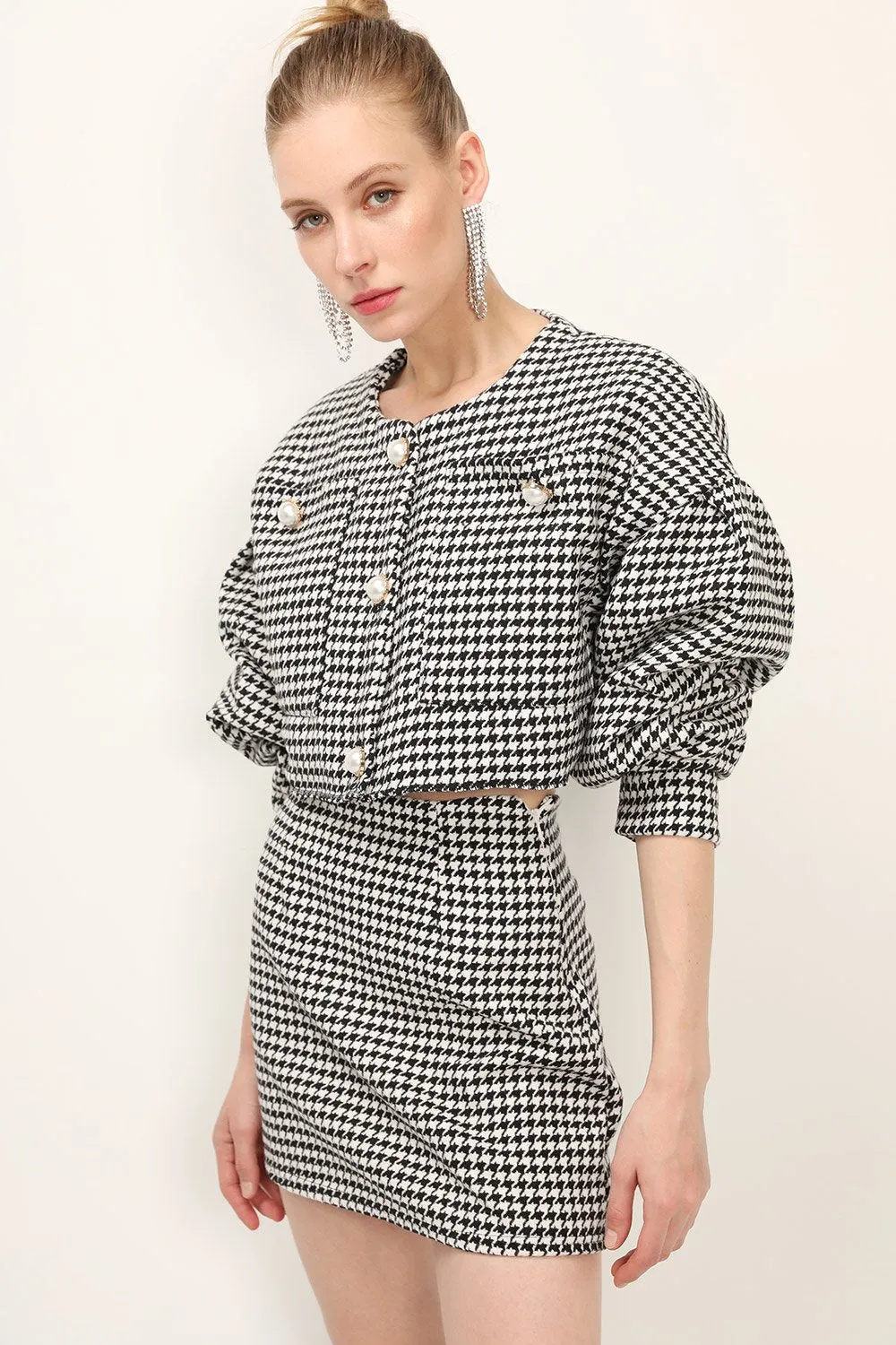 Zendaya Houndstooth Mini Skirt
