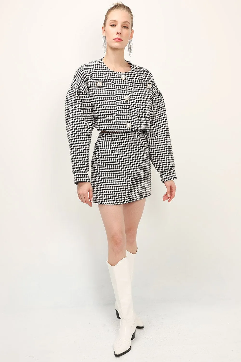Zendaya Houndstooth Mini Skirt